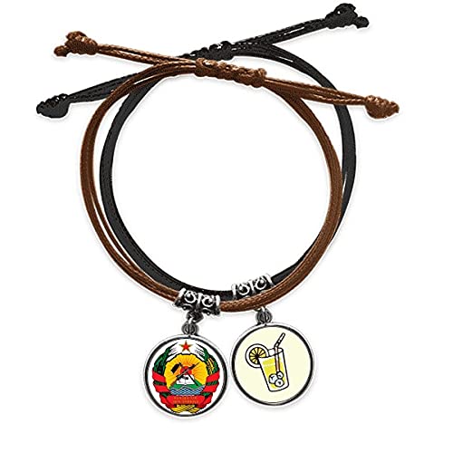Bracelet Mozambique chaîne corde main et bijou cuir emblème national Afrique