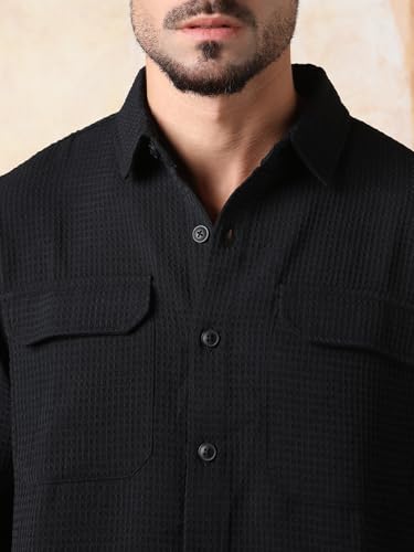 Image of High Star Men's Full Sleeve Double Pocket Shirt | Stylish Casual Shirt for Men | Trendy & Comfortable