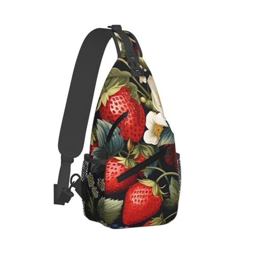 Bolso cruzado con diseño Flower Strawberrys para viaje unisex miniatura 2
