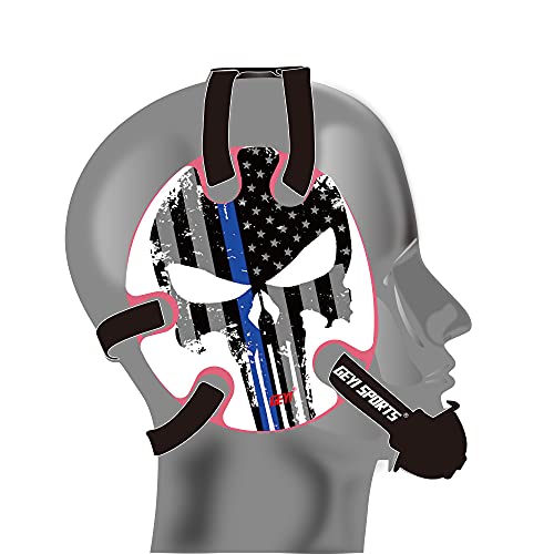 Geyi American Flag Thin Blue Line Wrestling Headgear (Pink)