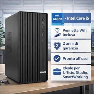Computer Ufficio Professionale Pc Fisso Completo Nuovo con Intel Core i5 16 GB RAM - 128 GB SSD + 1000 GB HDD, Wifi Windows 11 Pro Computer Fisso Pronto all'uso - PC Desktop Computer All in One