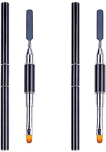 Aliotech 2 Pack of Polygel Brush and Picker Dual-Ended 2 IN 1 Design Stainless Steel Gel Nail Brush Polygel Slice Tool for PolyGel UV Gel Acrylic Nails Extension Quick Building Gel