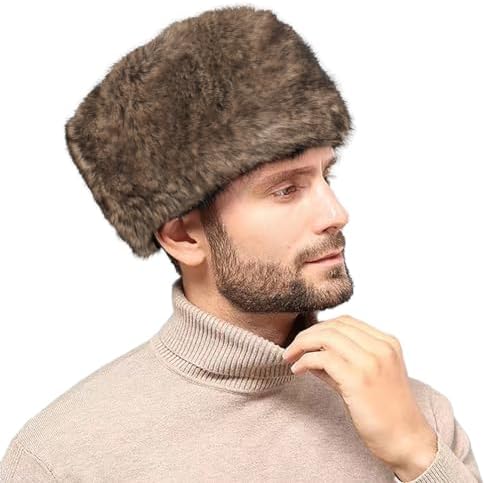 Men Women Faux Fur Trapper Hat Windproof Cossack Hat Ushanka