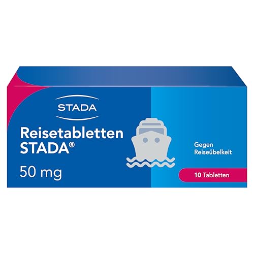 Reisetabletten STADA 50 mg, zur Vorbeugung und Behandlung von Reisekrankheit, Schwindel, Übelkeit und Erbrechen, 10 Stk