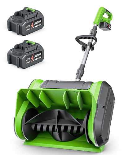 DEGGE Electric Cordless Snow Shovel, 2X 3.0Ah/ 21V/ 12-Inch Battery Snow Blower with Directional...