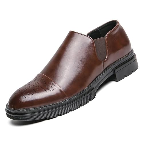 Men's Classic Leather Dress Shoes Hollow Mesh Breathable Walking Pointed Toe Non-Slip Softsole Casual Oxford Shoes