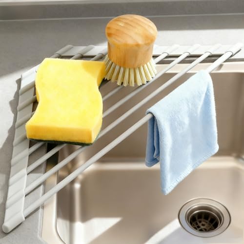 MERRYBOX Triangle Roll-Up Dish Drying Rack（Grey）