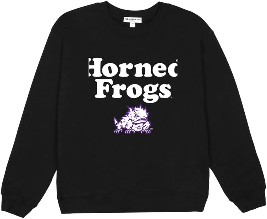 Suburban Riot Texas Christian University Official Vintage Willow Women's Long Sleeve Fleece Sweatshirt