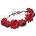 Couronne Florale Floral Guirlande Bandeaux Couronne De Fleurs Bandeau Couronne Fleurs Couronne De Cheveux Guirlande Florale Fleur Couronne Pour La FêTe De La CéRéMonie De Mariage (rouge)