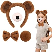 4PCS Accesorios de Disfraz de Oso, Peludas Diadema Orejas de Oso