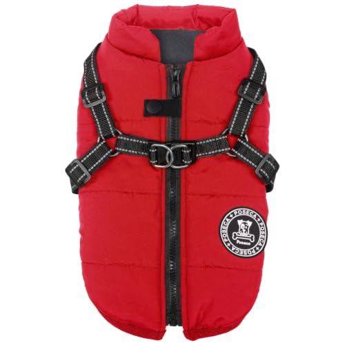 Poseca Dog Coat with Harness,Dog Coats Waterproof,Small Dog Harness Jacket,Puppy Winter Fleece Jackets,Winter Waterproof Coat with Reflective Harness and Zipper for Small Medium Large Dogs