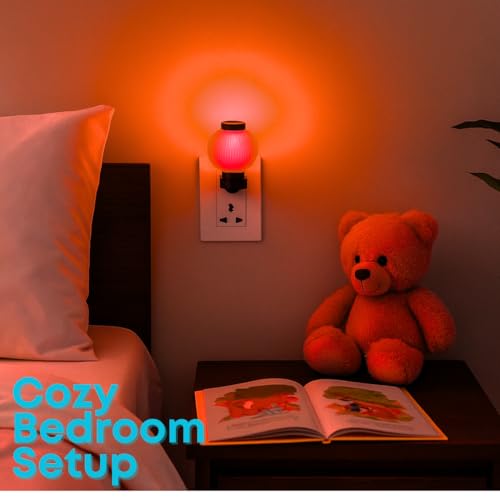 Image of Hi-Plasst Red LED Night Light with Plug - Compact 0 Watt Bulb Lamp for Bedroom, Study & Wall Placement - Set of 15