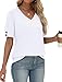 Womens Tops Short Sleeve Shirts with Buttons Spring Fashion Summer Outfits Plus Size White Blouses Dressy Casual Travel Essentials M