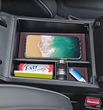 PIMCAR Center Console Organizer Tray for 2022-2024 Hyundai Tucson Limited & Hybrid SEL - Custom Fit Armrest Storage Insert with Red Non-Slip Mat