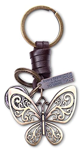 Aupra Gold Butterfly Women Keychain Gift Lady Girl Leather Keyring Mum Surprise Addition Keys Present #TOP9