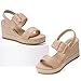TEMOFON Women's Wedge Platform Sandals Espadrilles Comfortable Dressy Wearability Durability Wedges Heels Shoes Fashion Beach Nude Suede Size 5
