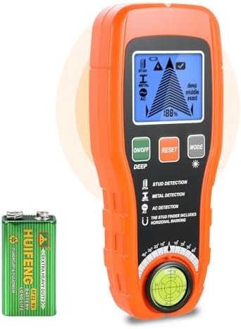 Leitungssuchgerät Ortungsgerät, Multifunktionaler Stud Finder mit LCD-Display und Audio-Alarm, Leitungssucher mit Automatische Kalibrierung, Kabel und Metallsucher für Holz,AC-Leit