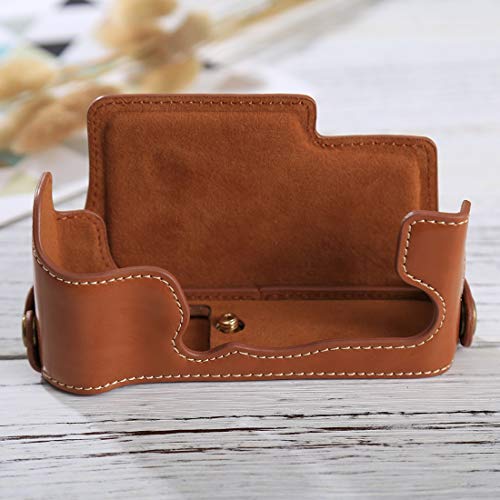 MEI1JIA QUELLIA 1/4�C���`�̃X���b�hFUJIFILM X-E3�pPU���U�[�J�����n�[�t�P�[�X�x�[�X�i�u���b�N�j (Color : Brown)