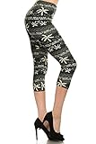 Leggings Depot Women's Popular Capri Cropped Regular and Plus Printed High Waist Leggings Batch8 (Regular (Size 0-12), Palm Tree Island)