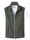 Gihuo Men' s Casual Outdoor Work Lightweight Travel Vest Sleeveless Jackets(Army-L)