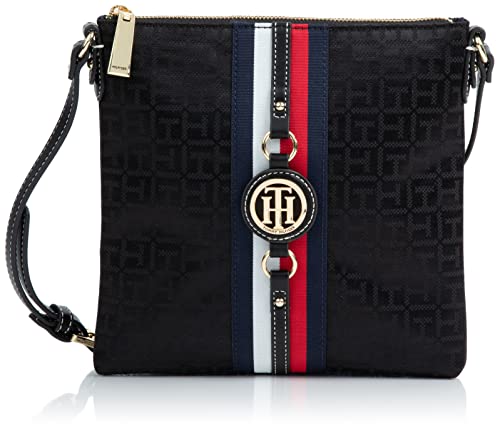 Tommy Hilfiger Bolsa tiracolo feminina Jaden Plus, Tonal preto, One Size, Bolsa transversal Jaden Plus