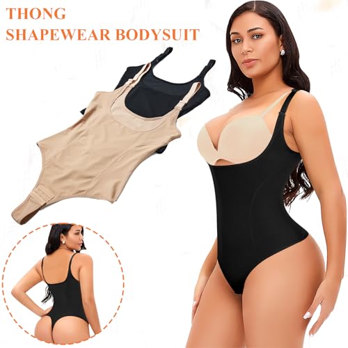 Image of Thong Shapewear Bodysuit for Women Tummy Control Open Bust Body Shaper | Light Tummy Control Thong Bodysuit,Slimming Body Shaper Slimmer,Shaping Bodysuit Thong Girdle