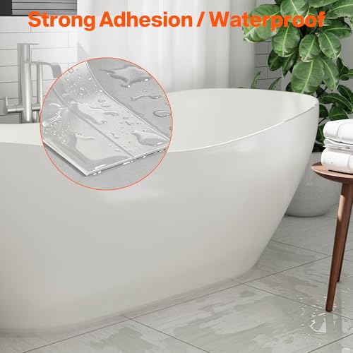 Image of Dstorelhp 2PCS Caulk Tape for Bath & Kitchen, Clear, 1.5 inch x 10.5Ft | Waterproof, Self Adhesive, Peel and Stick, For Bathroom Toilet Tub Shower Wall Trim, Easy to Install