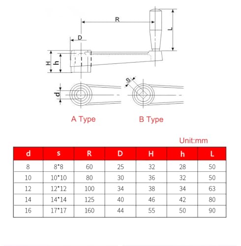 Poignée rotative de manivelle fixe 160mm pour commande de fraiseuse de précision - 2