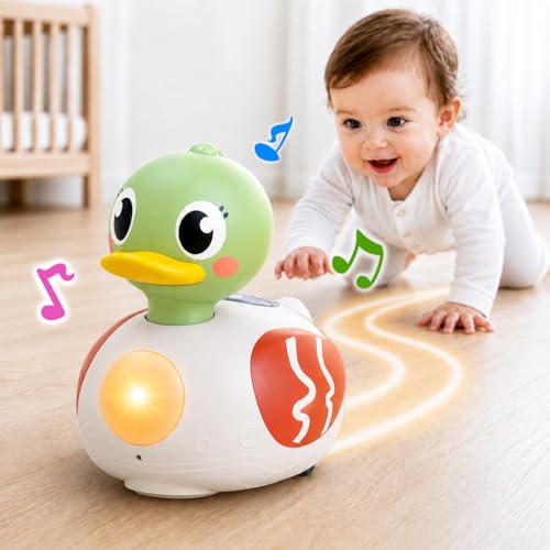 iPlay iLearn Baby Musical Duck Toy Tummy Time Crawling Toy for 6-12 Month