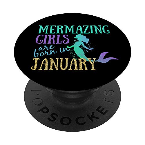 Mermazing - Regalo de cumpleaños para niñas nacidas en enero PopSockets PopGrip Intercambiable