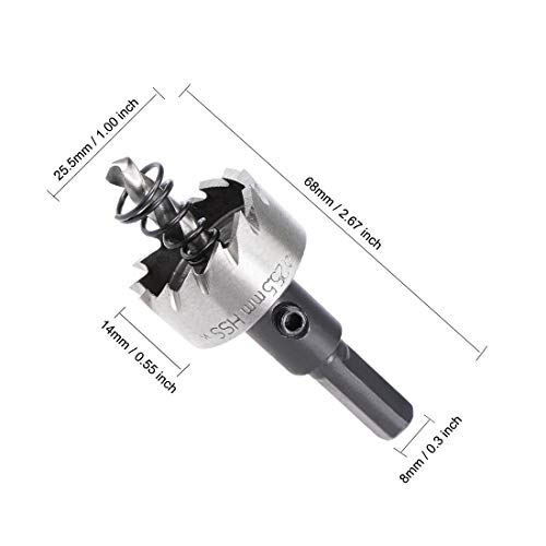 sourcingmap 25.5mm HSS Drill Bit Hole Saw for Stainless Steel Metal Alloy Wood, 25.5x14mm - Image 2