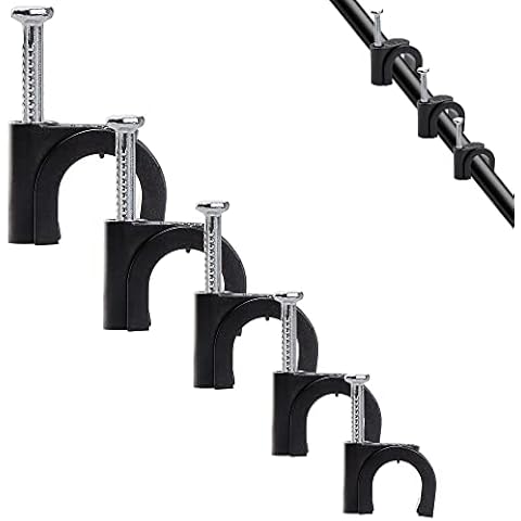 500 Pcs Cable Clips Black , 4mm 6mm 7mm 8mm 10mm Cable Holder Management Wire Tidy Clips, Strong Nails Wall Clips Cover