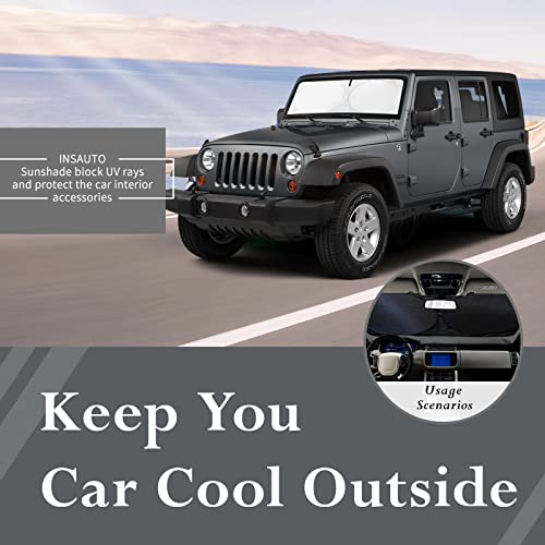 Insauto Windshield Sun Shades Compatible With Jeep Wrangler Jl Jk Gladiator Front Window Sunshade Cover 210T Reflective Polyester Sun Visor For Car Sun Protection Accessories Xs (59" X21.6") #TOP4