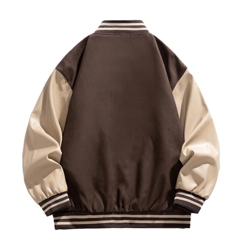 Men's Casual Jacket Leather Long Sleeve Loose Thin Section Fall and Winter Retro Hundred Baseball Clothing Jacket2