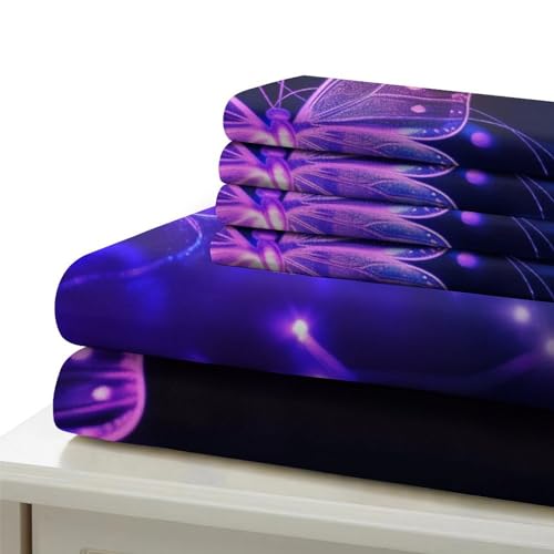 Housse de couette papillon 3D double 200x200cm avec parure de lit microfibre