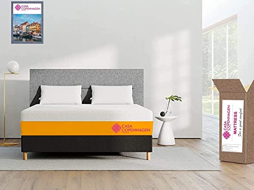 Image of Casa Copenhagen,Dual Memory Foam 6-Inch King Size Mattress 7 Years Warranty - 78x72x6 Inches, Dark Orange