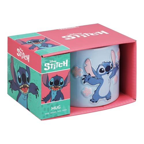 Paladone Disney Lilo & Stitch Tasse bleu pastel sous licence officielle 400 ml, grande tasse à café en céramique pour thé et chocolat chaud, produit de culture pop pour les fans du film