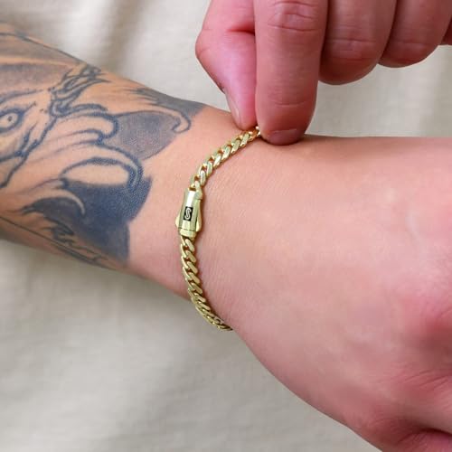 Nuragold 10k Real Yellow Gold Royal Monaco 5mm Miami Cuban Link Bracelet (6"-9") Italian Jewelry for Men & Women2