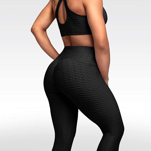 JUQDNX Leggings sexy anti-celulite para mulheres, cintura alta, calças de ioga, treino, controle de