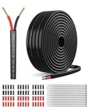 FIYQVXK 16 Gauge Wire 2 Conductor Electrical Wire, 16AWG Low Voltage Tinned Copper Wire, Outdoor Direct Burial Cord, UV Resistant Flexible Cable for Automotive Marine LED Strips - 50FT