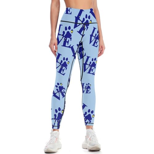 Image of Alaska Gray Wolf Paw High Waisted Leggings for Women Slim Tummy Control Yoga Pants Butt Lift Gym Cycling Pants XL
