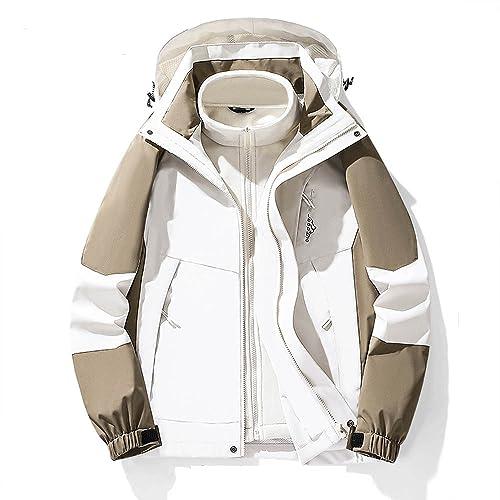 ALTALIVA Women’s 3 in 1 Waterproof Winter Rain Jacket, Outdoor Walking Windbreake Ski Coats with Hood Detachable Fleece Liner (US, Alpha, X-Large, Regular, Regular, Khaki)