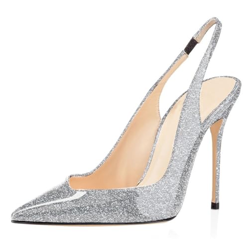 SAMMITOP Women's Pointed Toe Slingback Pumps High Heel Party Evening Dress Shoes