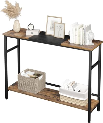 Furniture Of America Alyia Konsolentisch 91,4 Cm – Mit 2 Ablagen, Metallrahmen, Weiß & Eiche