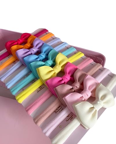 Laços para Cabelo Meninas Bebês Tiara Faixinha Meia de Seda Slim Kit com 10 Laços