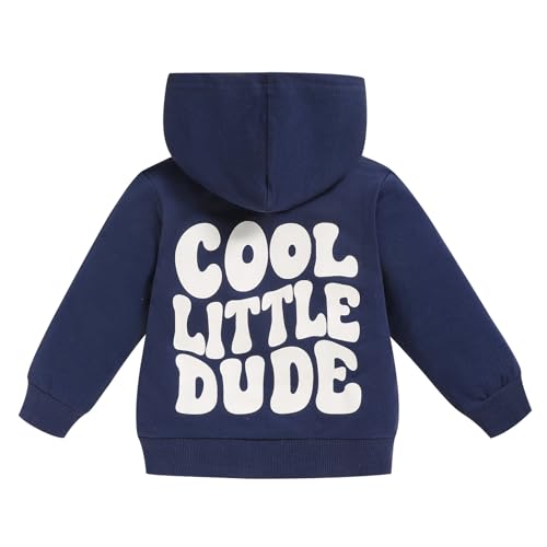 Image of ZOELNIC Toddler Baby Boy Fall Winter Hooded Clothes Baby Boy Hoodie Tops Letter Printed Long Sleeve Sweatshirt