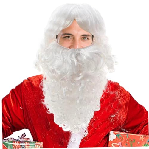 Barba larga de mago y peluca de Papá Noel ajustable para disfraz de hombre 5