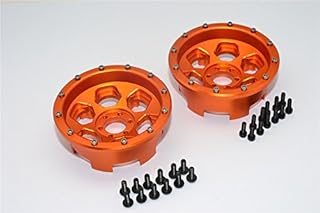 Axial Yeti Upgrade Parts Aluminium Front/Rear 2.2 Wheels Beadlock (6 Poles) - 1Pr Set Orange
