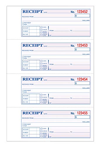 Livre de reçus autocopiant liasses en 3 parties 4 reçus par page modèle 46808