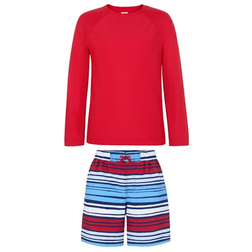 Image of Saint Eve Kids 2 Piece Swim Suit Short & Trunks Set with UPF 50+ Protection - Rash Guard Swimsuit Top & Shorts Sets for Boys